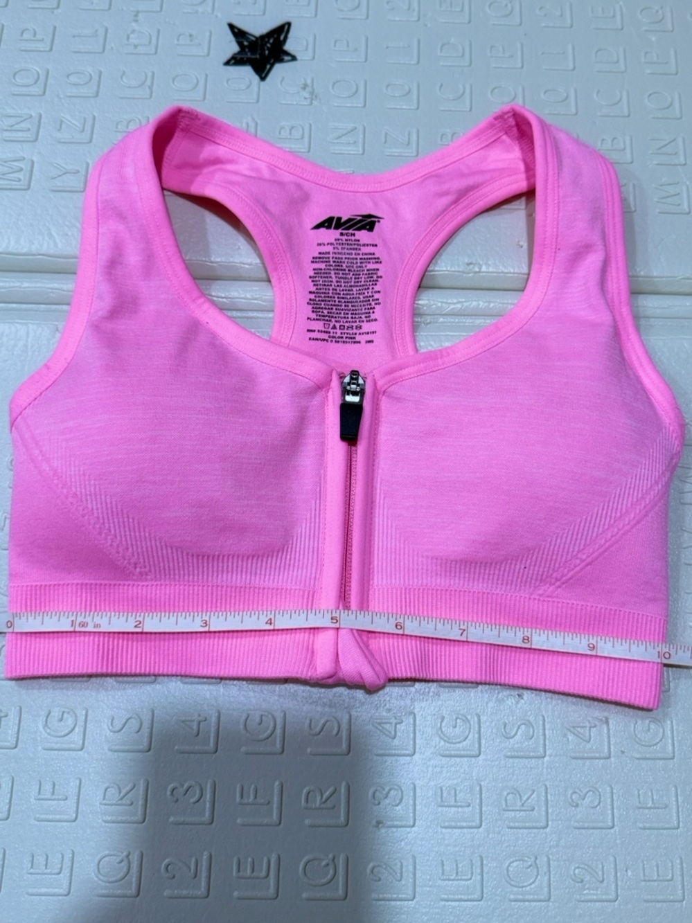 Avia Hot Pink Front-Zip Racerback Sports Bra